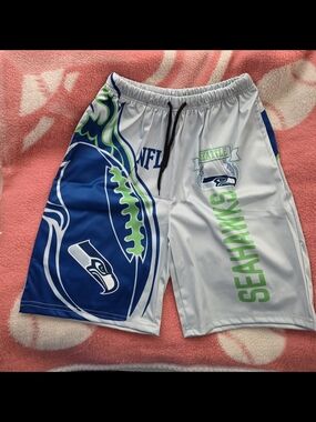 New Seattle Seahawks Men’s Athletic Shorts - White/Blue/Neon Green